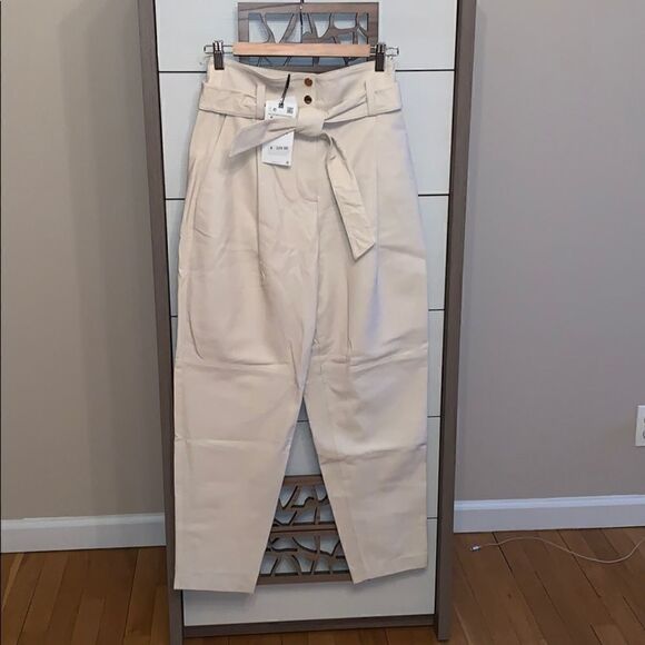 NWT Zara slouchy leather pants ecru S - Picture 6 of 10